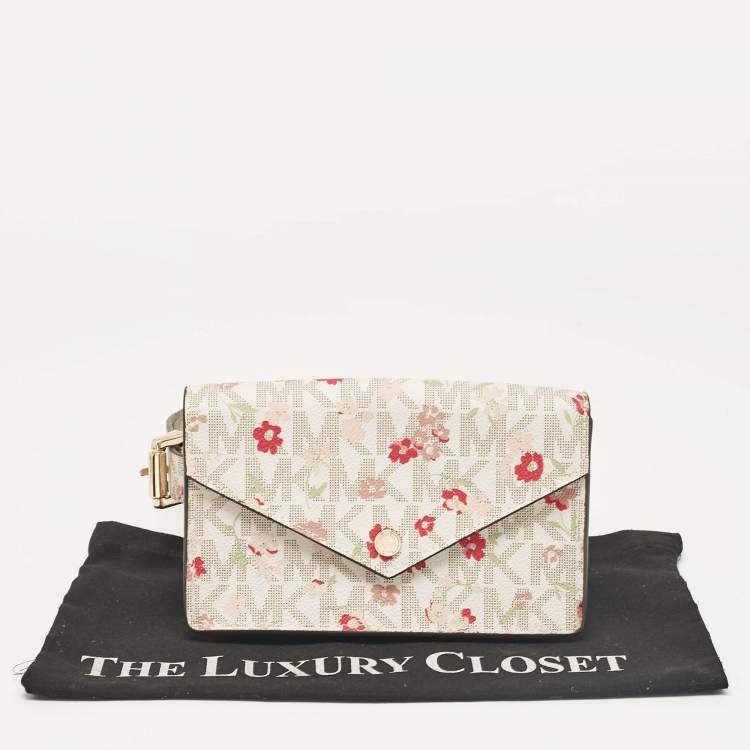 Pre Owned Michael Kors Multicolor Signature Floral Coated Canvas Envelope Belt Bag