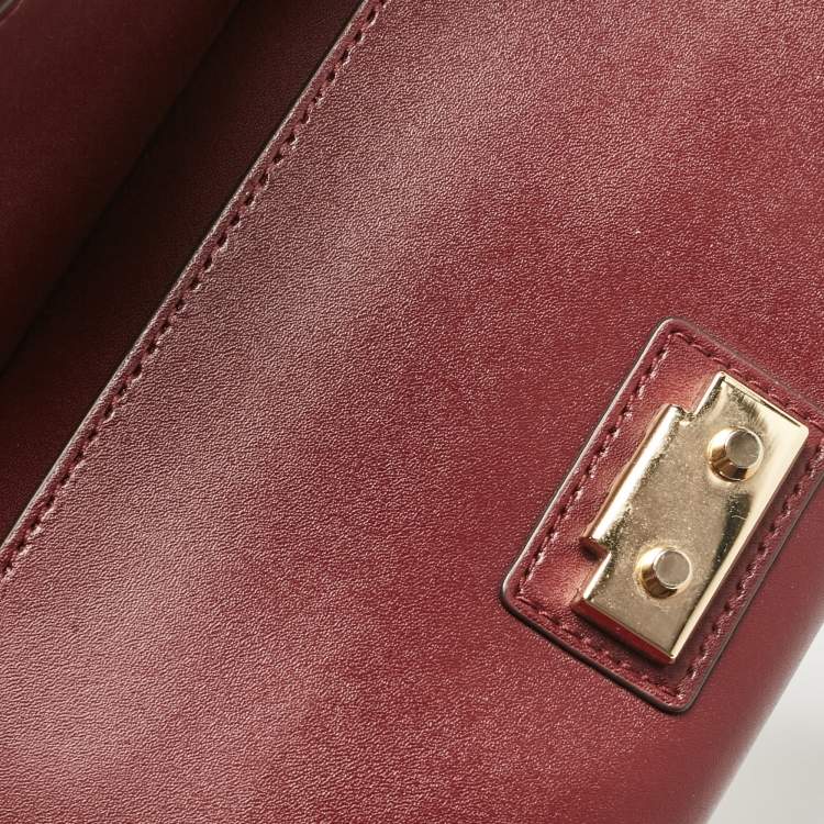 Pre Owned Michael Kors Burgundy Coated Canvas Leather Clutch