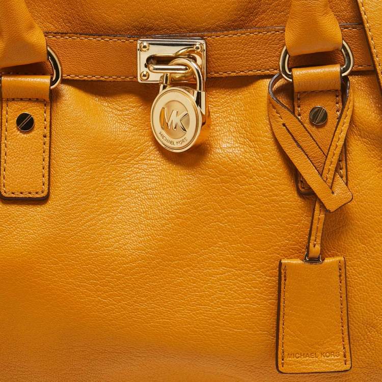 Pre Owned Michael Kors Mustard Leather Hamilton North South Tote