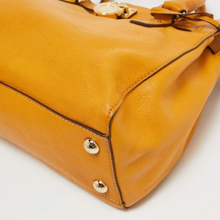 Pre Owned Michael Kors Mustard Leather Hamilton North South Tote