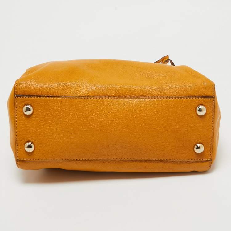 Pre Owned Michael Kors Mustard Leather Hamilton North South Tote
