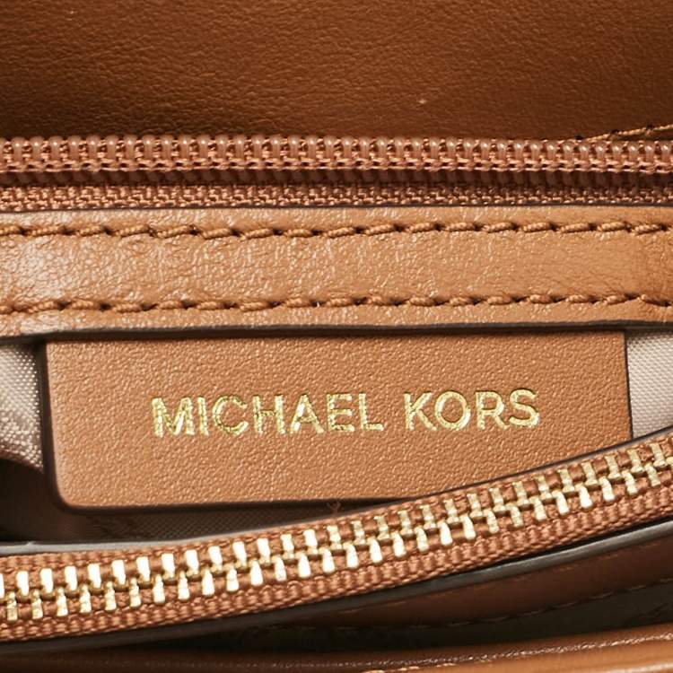 Pre Owned Michael Kors Beige/Brown Signature Coated Canvas and Leather Large Whitney Shoulder Bag