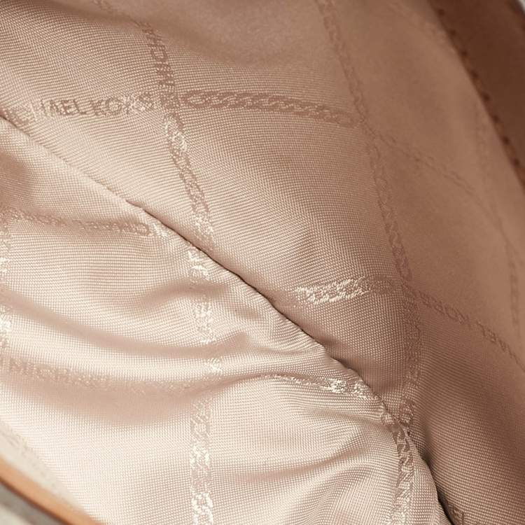 Pre Owned Michael Kors Beige/Brown Signature Coated Canvas and Leather Large Whitney Shoulder Bag