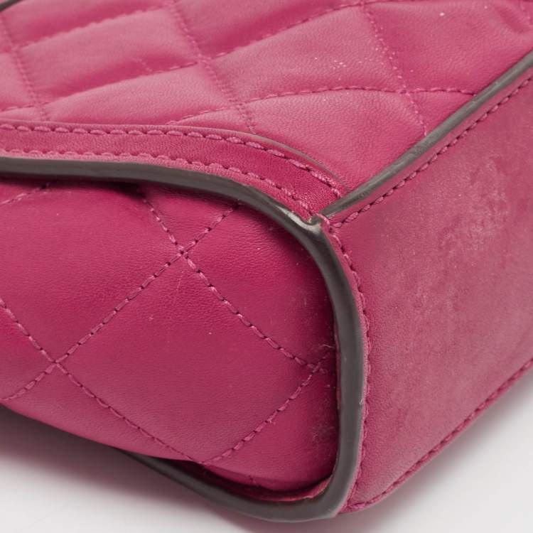 Pre Owned Michael Kors Fuchsia Pink Quilted Leather Micro Selma Tote