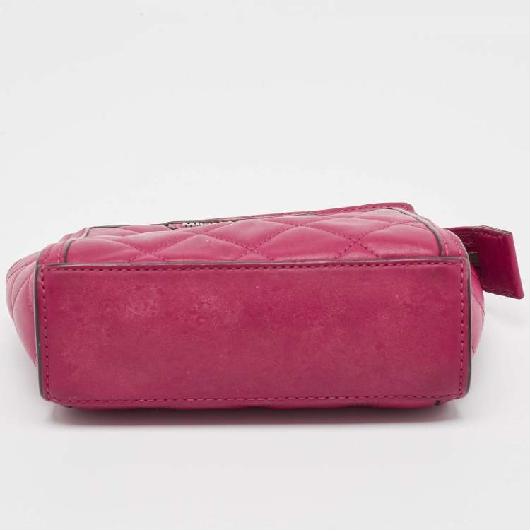 Pre Owned Michael Kors Fuchsia Pink Quilted Leather Micro Selma Tote