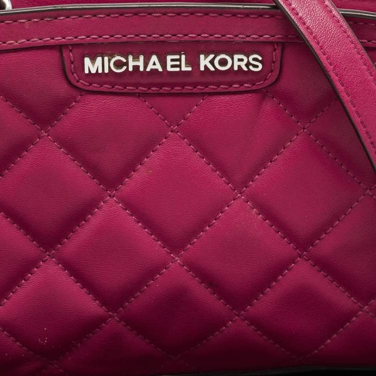 Pre Owned Michael Kors Fuchsia Pink Quilted Leather Micro Selma Tote