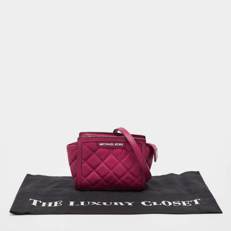 Pre Owned Michael Kors Fuchsia Pink Quilted Leather Micro Selma Tote