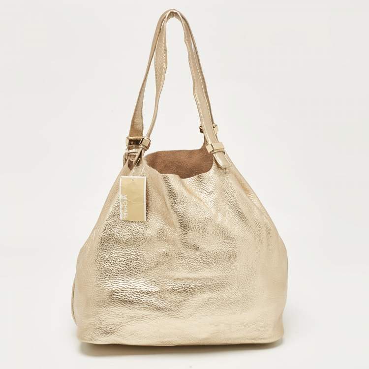 Pre Owned Michael Kors Gold Soft Leather Colgate Tote