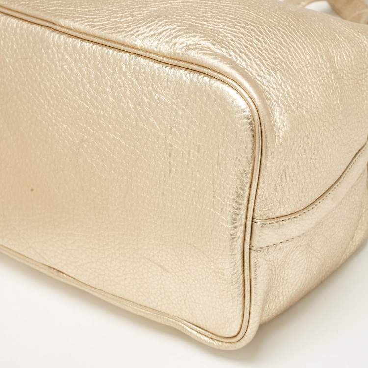 Pre Owned Michael Kors Gold Soft Leather Colgate Tote