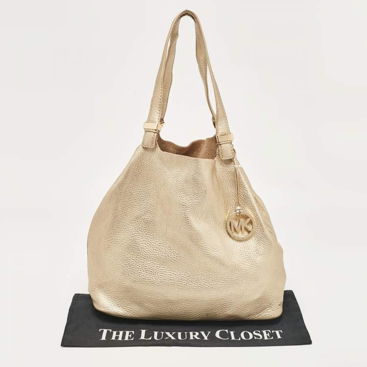 Pre Owned Michael Kors Gold Soft Leather Colgate Tote