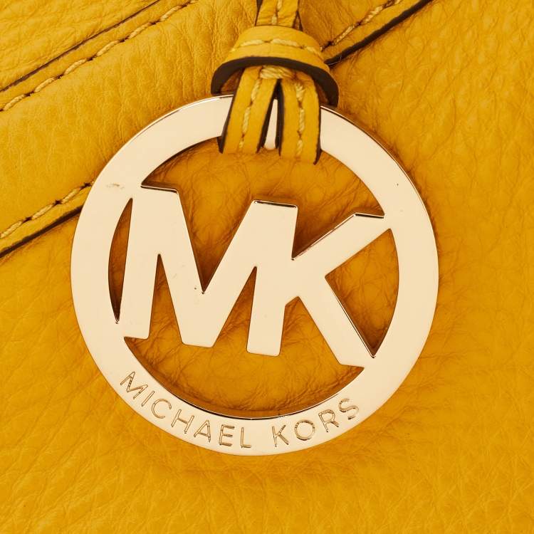 Pre Owned Michael Kors Yellow Leather Colgate Grab Shoulder Bag
