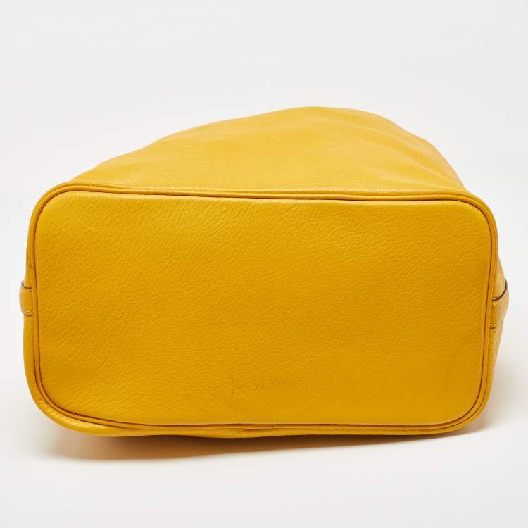 Pre Owned Michael Kors Yellow Leather Colgate Grab Shoulder Bag