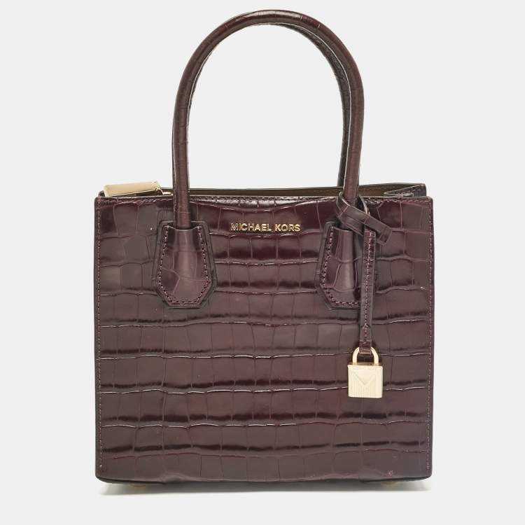 Michael Kors Purple Croc Embossed Leather Mini Mercer Tote Michael Kors TLC