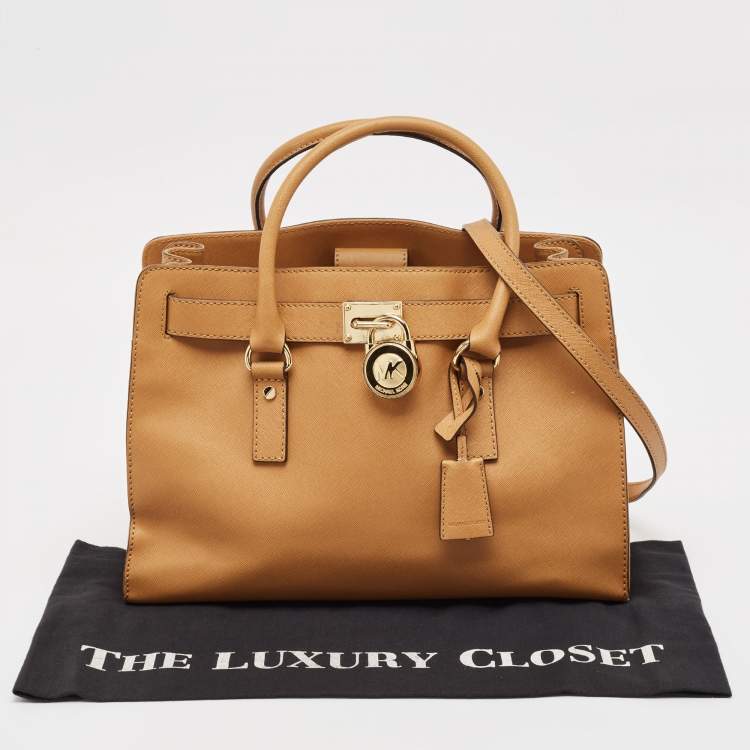 Pre Owned Michael Kors Tan Leather East/West Hamilton Tote