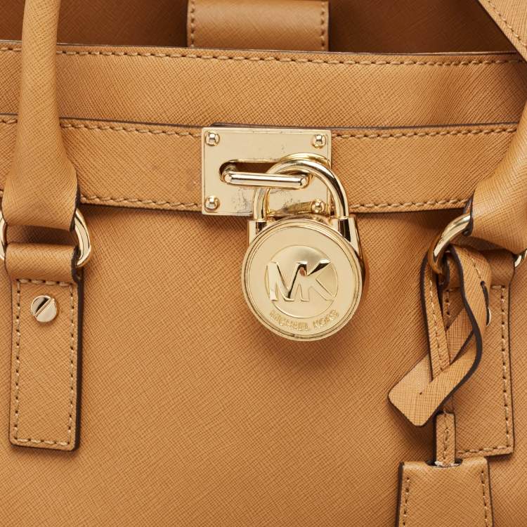 Pre Owned Michael Kors Tan Leather East/West Hamilton Tote