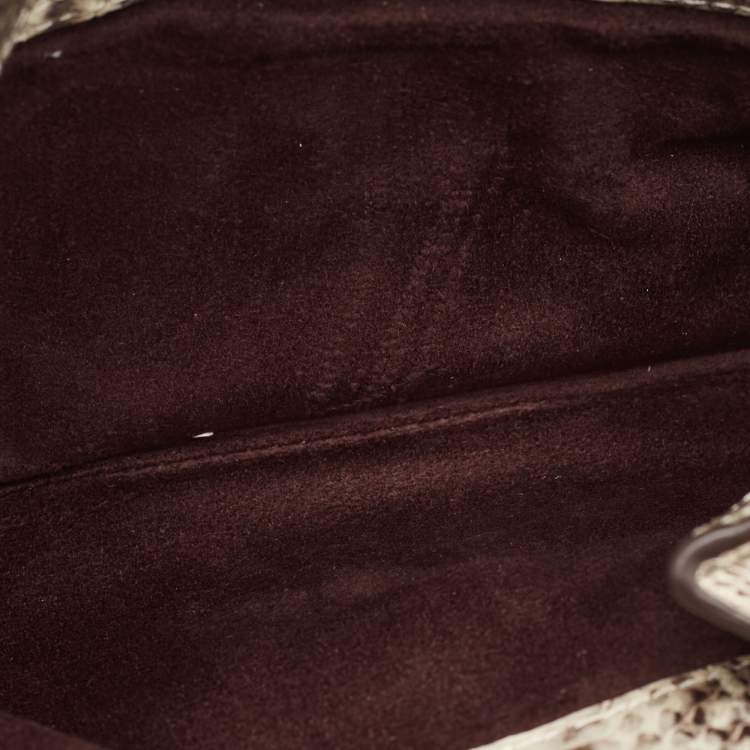 Pre Owned Michael Kors White/Black Watersnake Leather Barbara Envelope Clutch