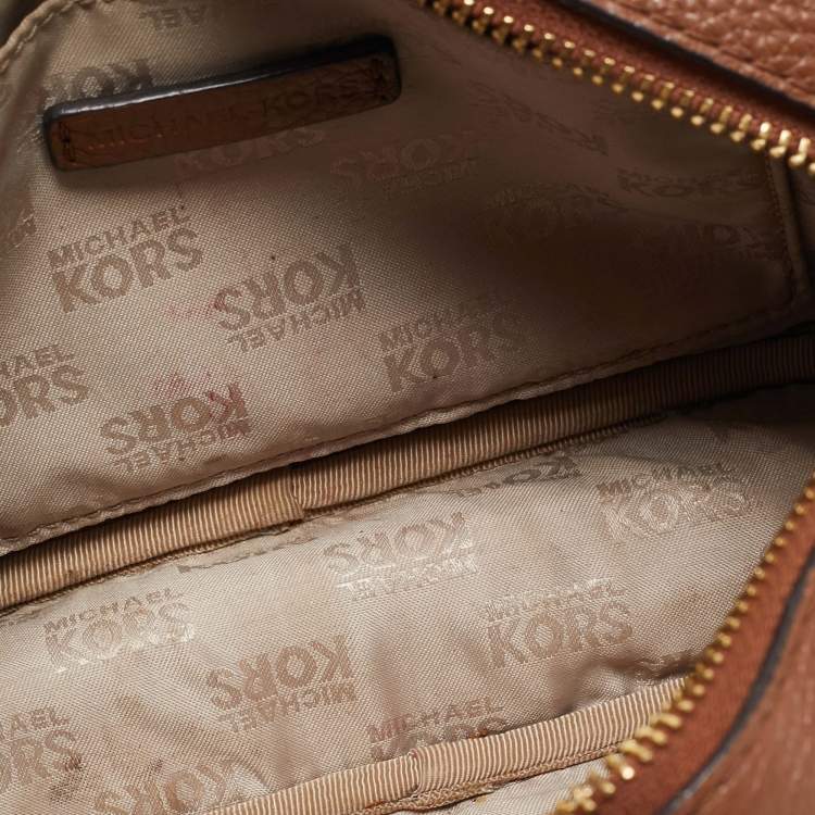 Pre Owned Michael Kors Brown Leather Logo Camera Crossbody Bag