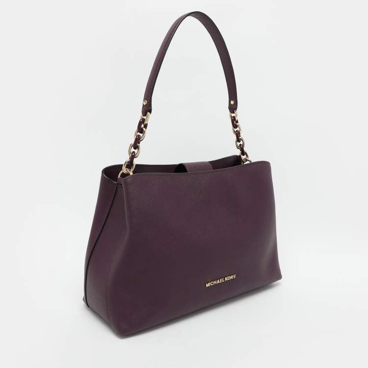 Pre Owned Michael Kors Purple Leather Sofia Satchel