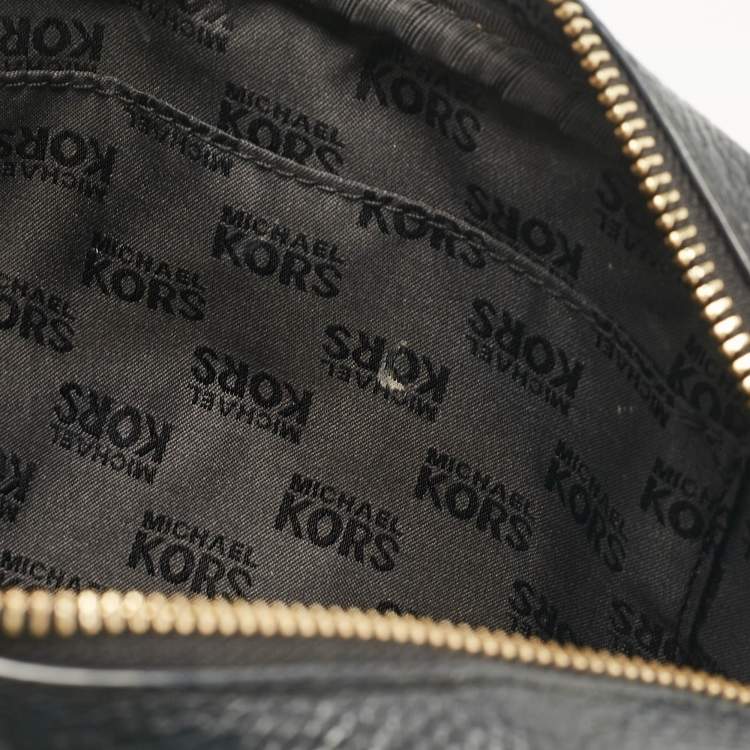 Pre Owned Michael Kors Black Leather Camera Crossbody Bag