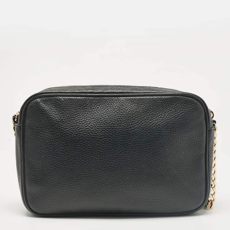 Pre Owned Michael Kors Black Leather Camera Crossbody Bag