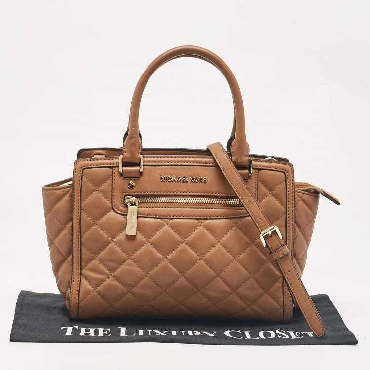 Pre Owned MICHAEL Michael Kors Brown Quilted Leather Selma Satchel