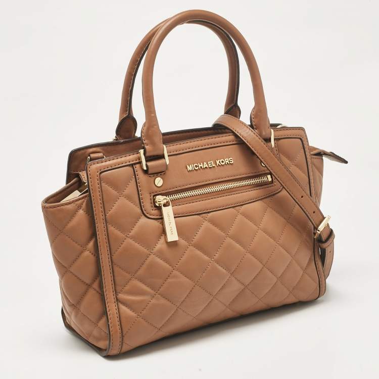 Pre Owned MICHAEL Michael Kors Brown Quilted Leather Selma Satchel