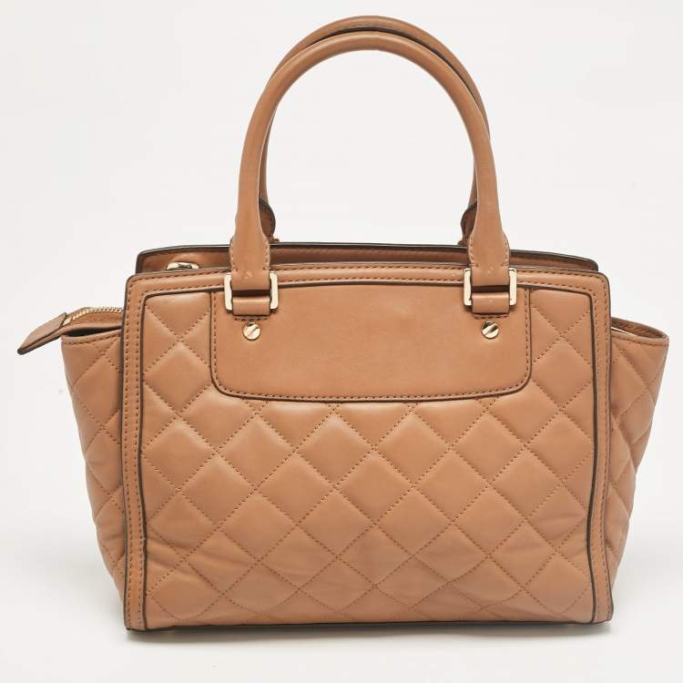Pre Owned MICHAEL Michael Kors Brown Quilted Leather Selma Satchel