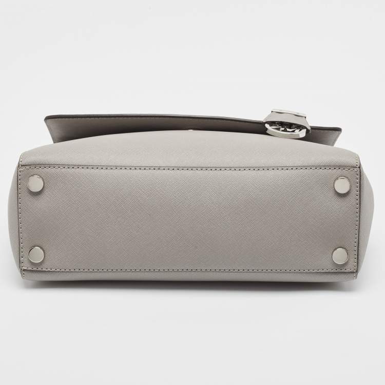 Pre Owned Michael Kors Grey Leather Medium Ava Top Handle Bag