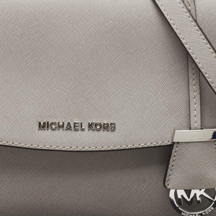 Pre Owned Michael Kors Grey Leather Medium Ava Top Handle Bag