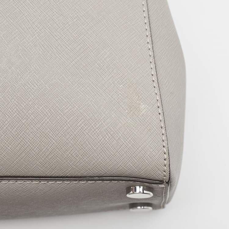 Pre Owned Michael Kors Grey Leather Medium Ava Top Handle Bag