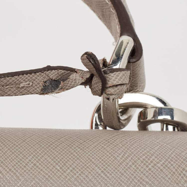 Pre Owned Michael Kors Grey Leather Medium Ava Top Handle Bag