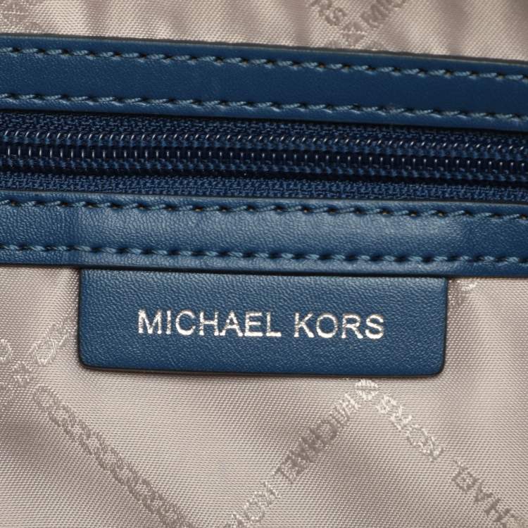 Pre Owned Michael Kors Blue Signature Coated Canvas and Leather Sullivan Satchel