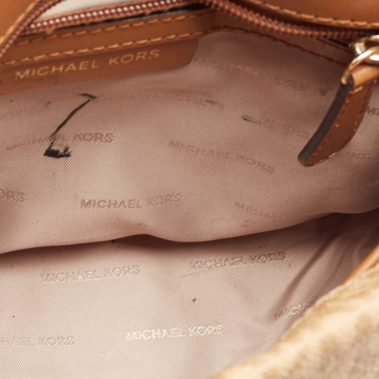 Pre Owned Michael Kors Tricolor Signature Coated Canvas Kinsley Top Handle Bag