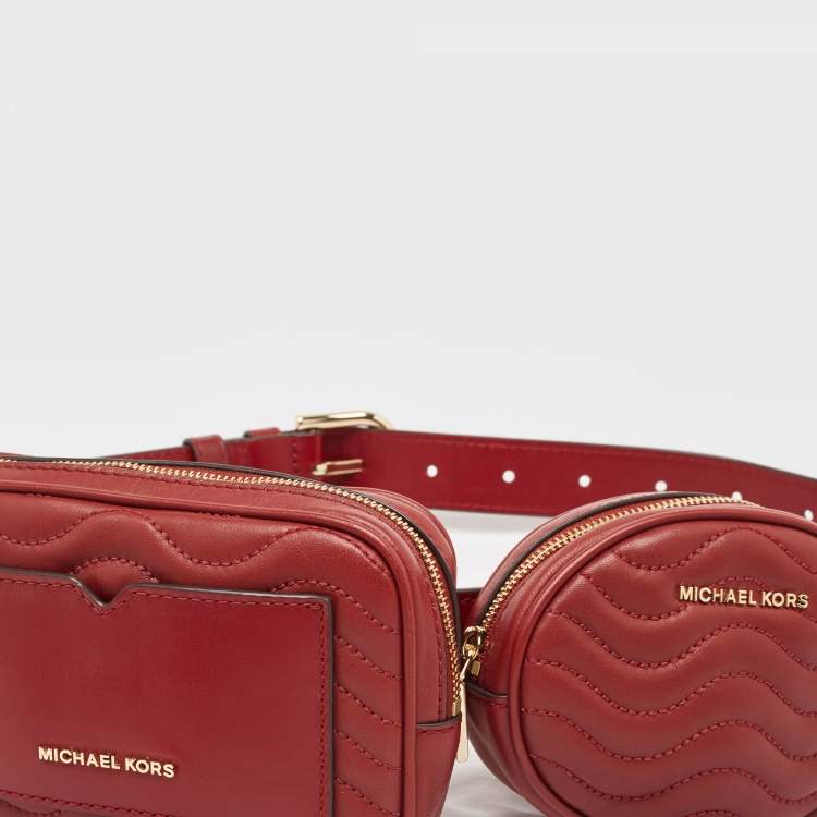 مملوكة مسبقًا Michael Kors Red Matelasse Leather Utility Belt Bag