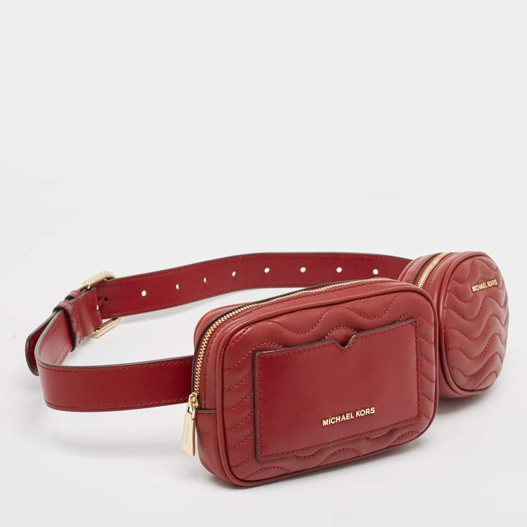 مملوكة مسبقًا Michael Kors Red Matelasse Leather Utility Belt Bag