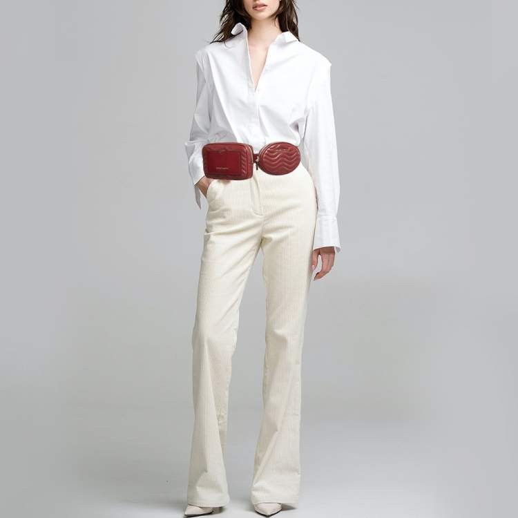 مملوكة مسبقًا Michael Kors Red Matelasse Leather Utility Belt Bag