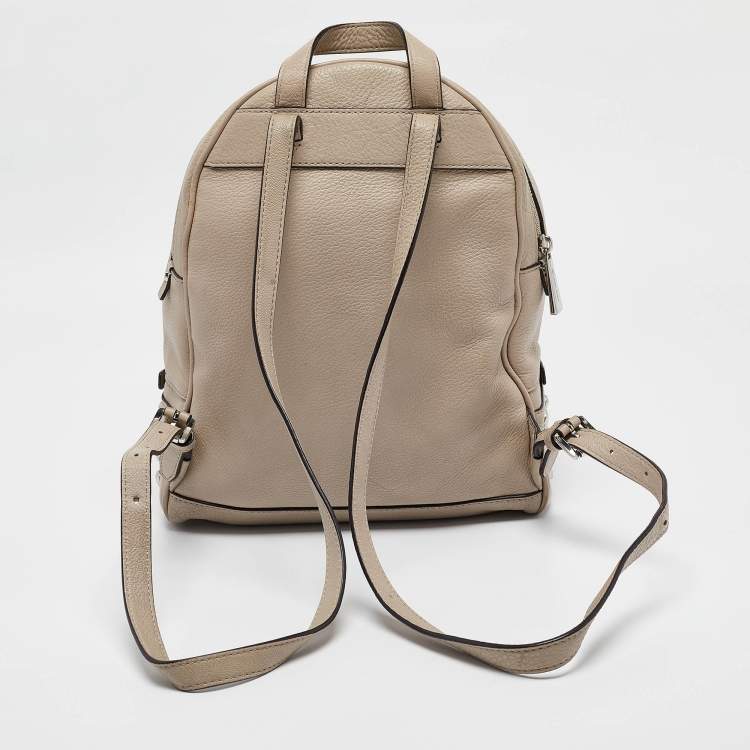 Pre Owned Michael Kors Beige Leather Rhea Studded Backpack