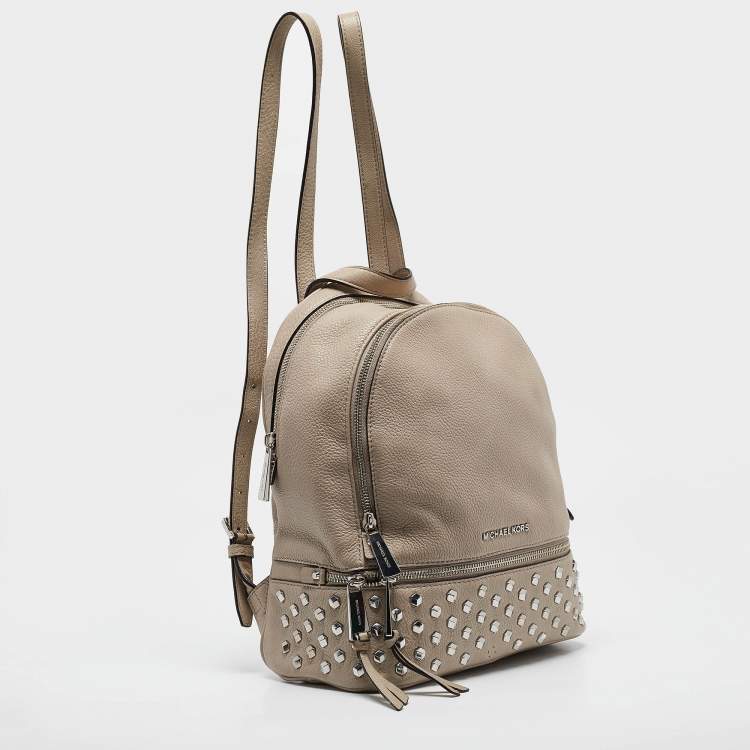 Pre Owned Michael Kors Beige Leather Rhea Studded Backpack