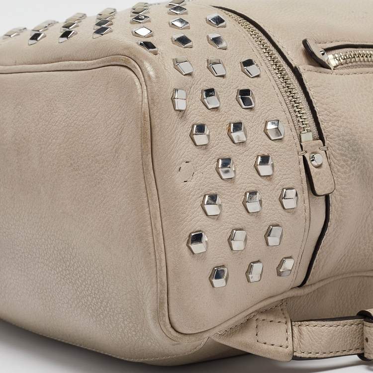 Pre Owned Michael Kors Beige Leather Rhea Studded Backpack