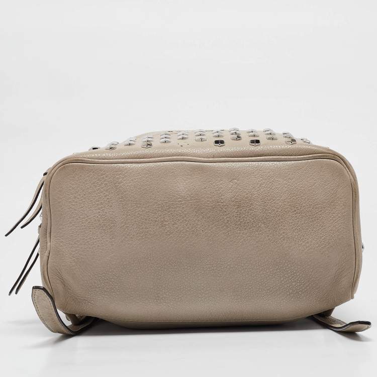 Pre Owned Michael Kors Beige Leather Rhea Studded Backpack