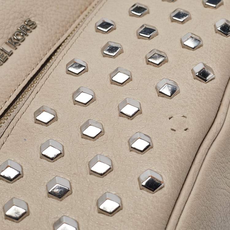 Pre Owned Michael Kors Beige Leather Rhea Studded Backpack
