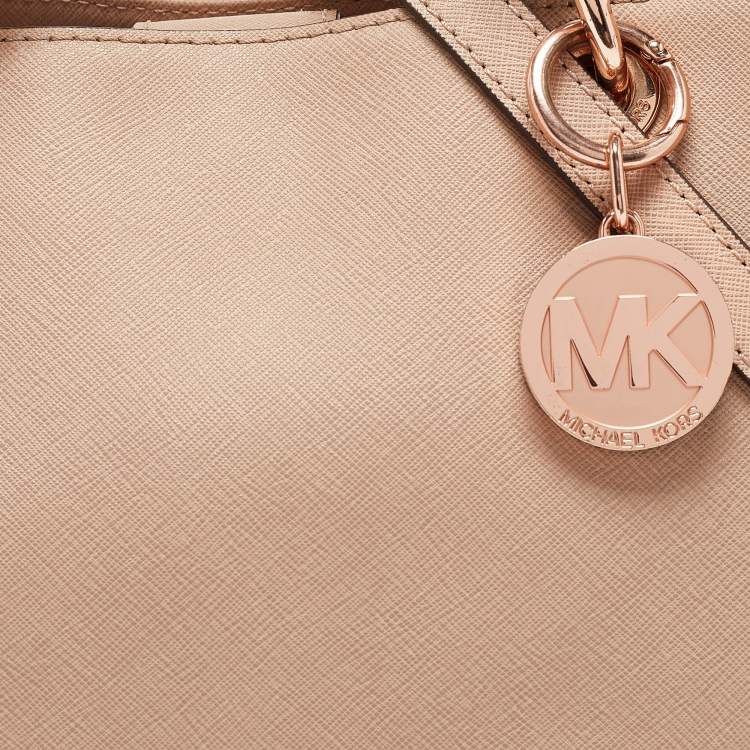 Pre Owned Michael Kors Beige Saffiano Leather Medium Cynthia Tote