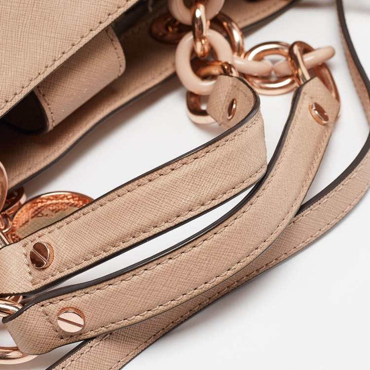 Pre Owned Michael Kors Beige Saffiano Leather Medium Cynthia Tote