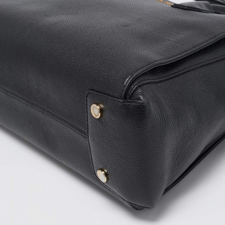 Pre Owned Michael Kors Black Leather Large Mercer Belted Satchel