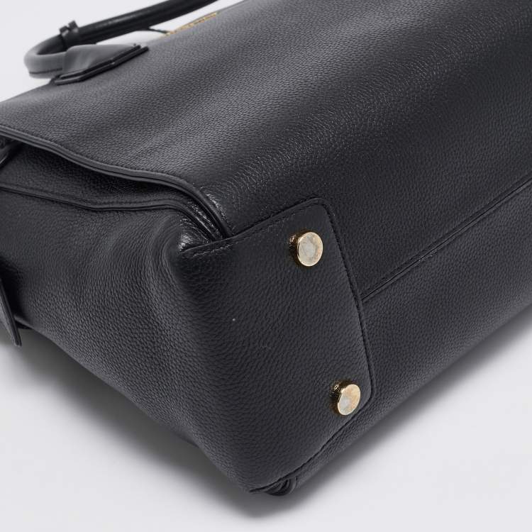 Pre Owned Michael Kors Black Leather Large Mercer Belted Satchel