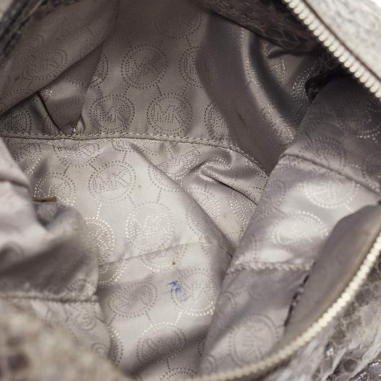 Pre Owned Michael Kors Grey Snakeskin Embossed Leather Bedford Shoulder Bag