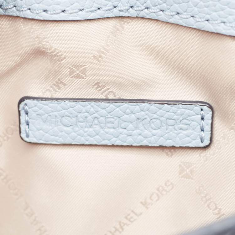Pre Owned Michael Kors Two Tone Blue Signature Coated Canvas and Leather Crossbody Bag