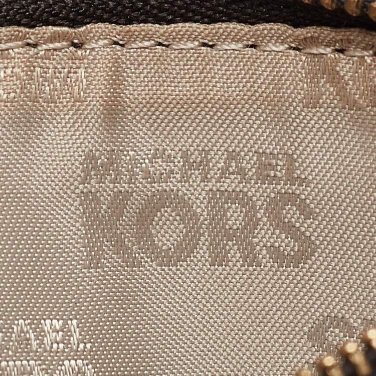 Pre Owned Michael Kors Dark Brown Leather Top Zip Coin Purse
