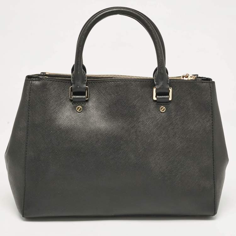 Pre Owned Michael Kors Black Leather Medium Sutton Tote