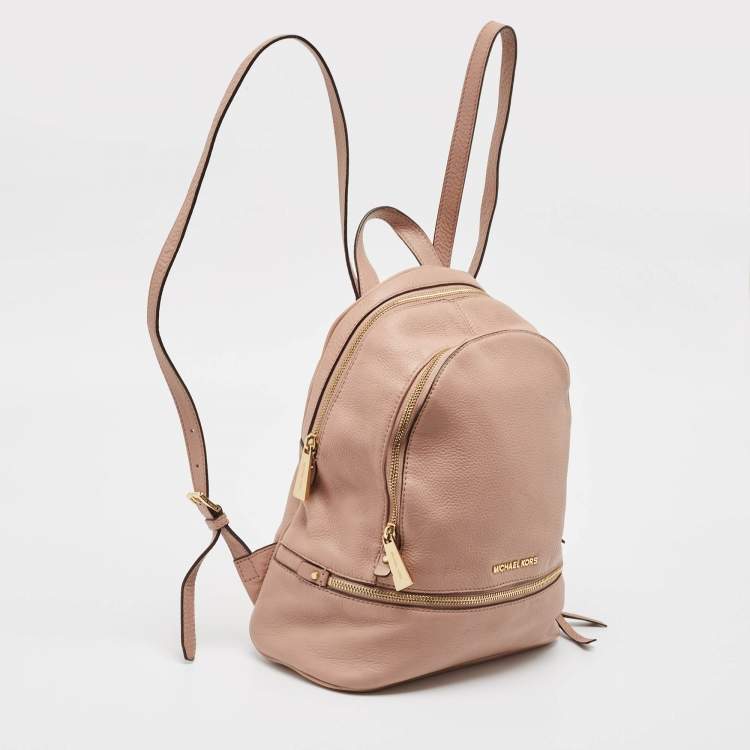Pre Owned Michael Kors Beige Leather Rhea Backpack